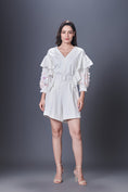 Load image into Gallery viewer, White Playsuit With Hand Embroidered Sleeve & Belt