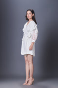 Load image into Gallery viewer, White Playsuit With Hand Embroidered Sleeve & Belt