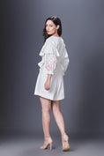 Load image into Gallery viewer, White Playsuit With Hand Embroidered Sleeve & Belt