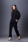 Load image into Gallery viewer, Black Jacket Style Co-Ord Set With Hand Embroidered Quilted Yoke