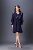 Load image into Gallery viewer, Purple Dress With Hand Embroidered Sailor Collars