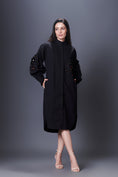 Load image into Gallery viewer, Black Shirt Dress With Hand Embroidered Pocket And Sleeves