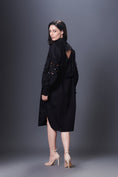 Load image into Gallery viewer, Black Shirt Dress With Hand Embroidered Pocket And Sleeves