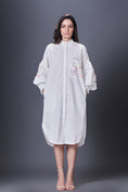 Load image into Gallery viewer, White Shirt Dress With Hand Embroidered Pocket And Sleeves