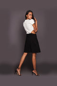 Load image into Gallery viewer, White & Black Short Midi Dress With Orange Side Tie-Up