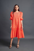 Load image into Gallery viewer, Orange Long Dress With Embroidery