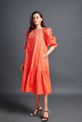 Load image into Gallery viewer, Orange Long Dress With Embroidery