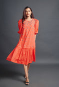 Load image into Gallery viewer, Orange Long Dress With Embroidery