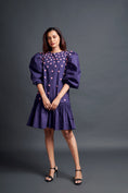 Load image into Gallery viewer, Purple Short Backless Dress With Embroidery