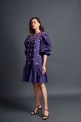 Load image into Gallery viewer, Purple Short Backless Dress With Embroidery