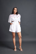 Load image into Gallery viewer, White Backless Playsuit With Embroidery