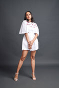 Load image into Gallery viewer, White Backless Playsuit With Embroidery