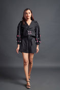 Load image into Gallery viewer, Black Cutwork Overlap Co-Ord Set
