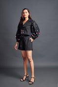 Load image into Gallery viewer, Black Cutwork Overlap Co-Ord Set