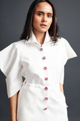 Load image into Gallery viewer, White High Neck Playsuit With Cutwork
