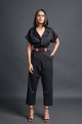 Load image into Gallery viewer, Black Collared Jumpsuit With Belt