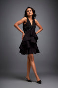 Load image into Gallery viewer, Plunging Neckline Dress With Ruffled Skirt And Beadwork
