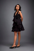 Load image into Gallery viewer, Plunging Neckline Dress With Ruffled Skirt And Beadwork
