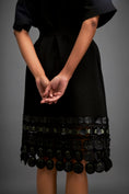 Load image into Gallery viewer, Dress With Belted Waist And Metallic Geometric Hemline
