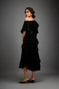 Load image into Gallery viewer, Asymmetrical Off-Shoulder Dress And Metallic Waist Belt
