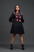 Load image into Gallery viewer, Black Floral Patch Pocket Dress
