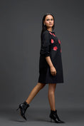 Load image into Gallery viewer, Black Floral Patch Pocket Dress
