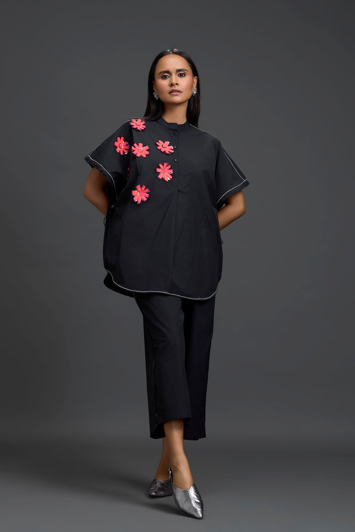 Black Floral Patch Co-ord Set