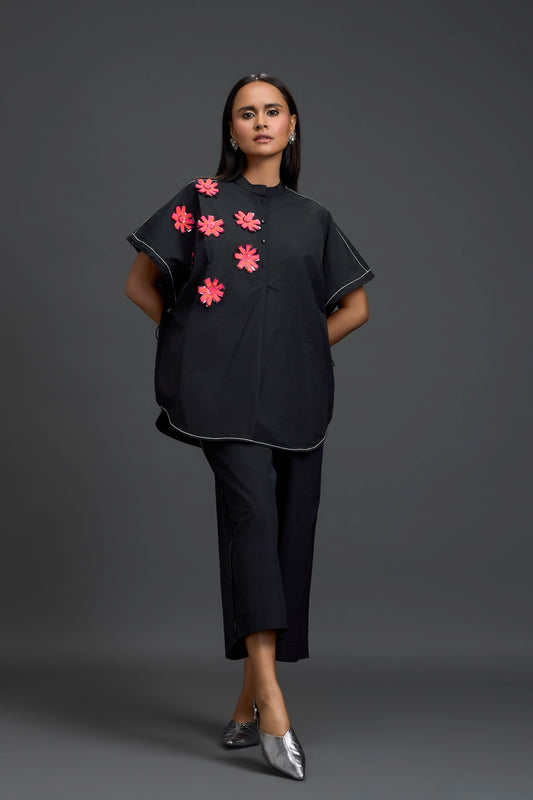Black Floral Patch Co-ord Set