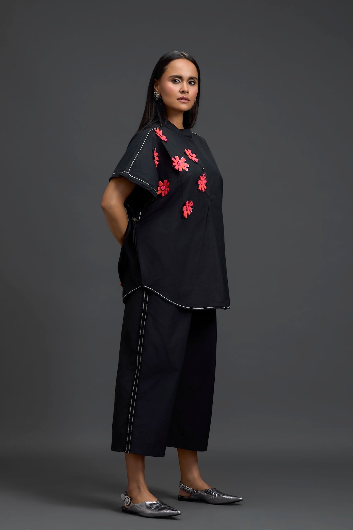 Black Floral Patch Co-ord Set