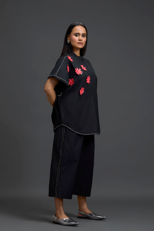 Black Floral Patch Co-ord Set