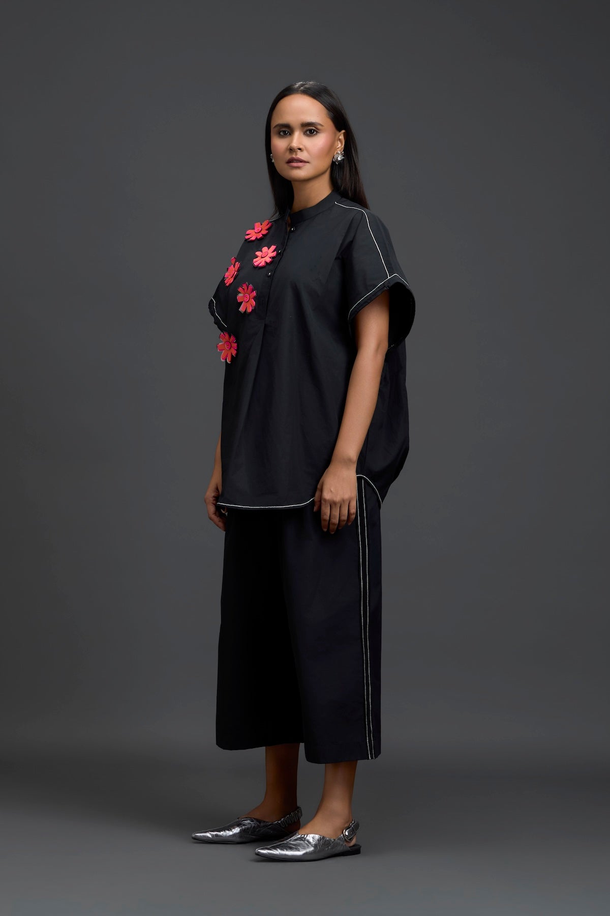 Black Floral Patch Co-ord Set