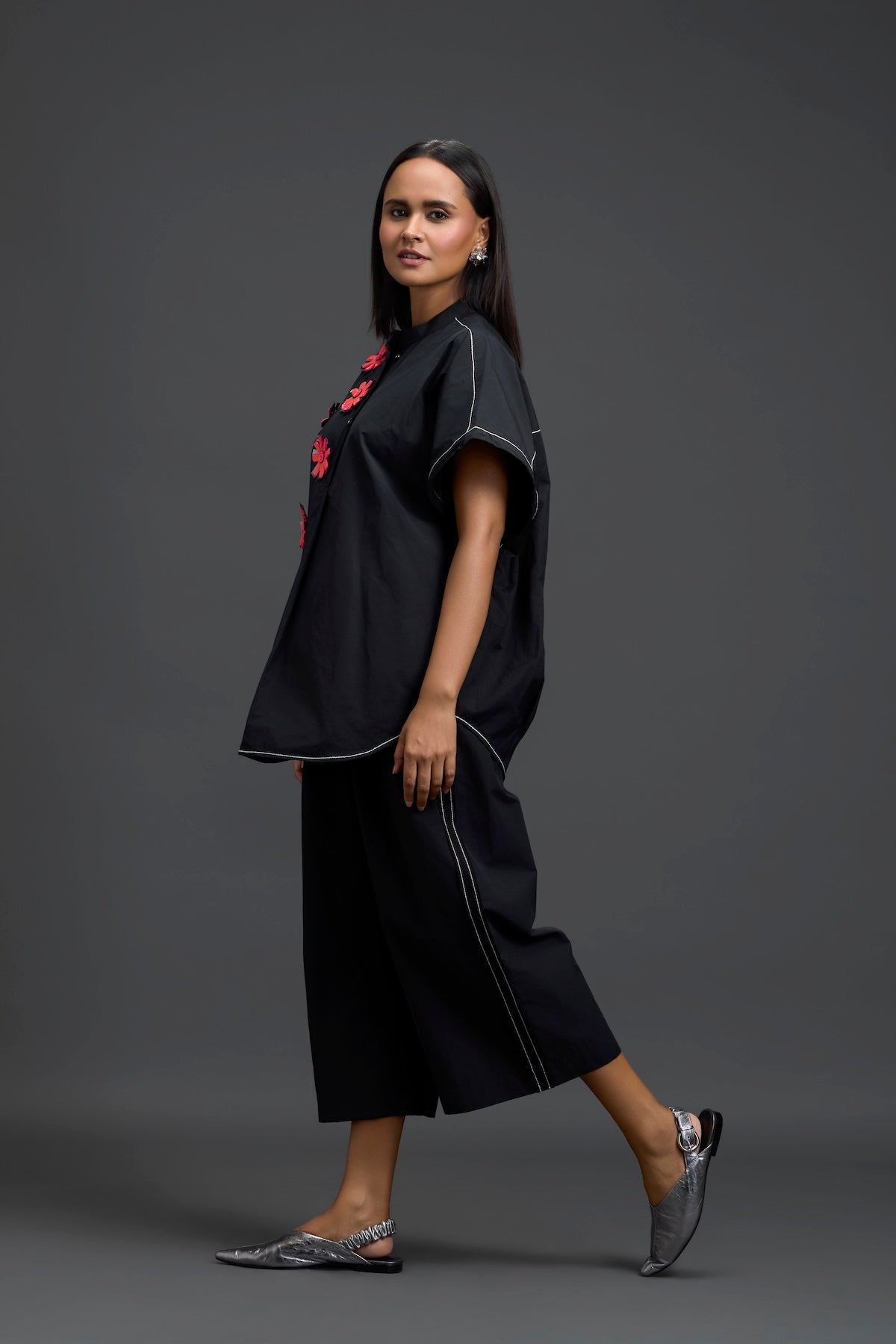 Black Floral Patch Co-ord Set