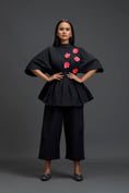 Load image into Gallery viewer, Black Floral Peplum Co-ord Set
