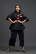Load image into Gallery viewer, Black Floral Peplum Co-ord Set
