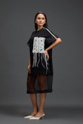Load image into Gallery viewer, Floral Patch Relaxed Black Dress
