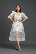 Load image into Gallery viewer, White Layered Organza 3D Floral Dress
