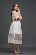 Load image into Gallery viewer, White Layered Organza 3D Floral Dress
