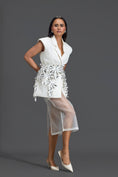 Load image into Gallery viewer, Silver 3D Floral Blazer Dress with Organza Overlay
