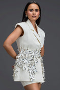 Load image into Gallery viewer, White Blazer and Black Skirt Floral Belt Set
