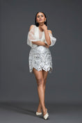 Load image into Gallery viewer, White Halter Organza Top and Silver Cutwork Skirt Set
