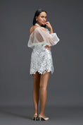 Load image into Gallery viewer, White Halter Organza Top and Silver Cutwork Skirt Set
