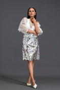 Load image into Gallery viewer, White Halter Organza Top and Silver Laser-Cut Skirt Set

