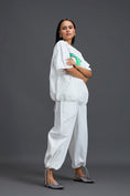 Load image into Gallery viewer, White Oversized Floral Drawstring Co-ord Set
