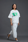 Load image into Gallery viewer, White Oversized Floral Drawstring Co-ord Set
