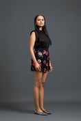 Load image into Gallery viewer, Black Sleeveless Top with 3D Floral Embroidered Skirt Set

