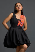 Load image into Gallery viewer, Black Swarovski Floral Bubble Dress
