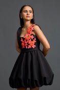 Load image into Gallery viewer, Black Swarovski Floral Bubble Dress
