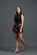 Load image into Gallery viewer, Black Sleeveless Top with 3D Floral Embroidered Skirt Set
