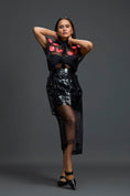 Load image into Gallery viewer, Black Laser-Cut Organza Panel Skirt
