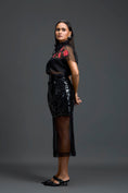 Load image into Gallery viewer, Black Laser-Cut Organza Panel Skirt
